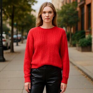 NWT Cynthia Rowley Open Knit 100% Cotton Bright Orange Sweater Medium